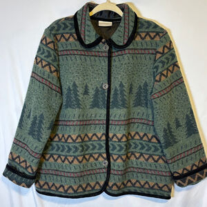 Vtg Coldwater Creek Wool Blend Tapestry Jacket Women’s M Southwestern Lodgecore